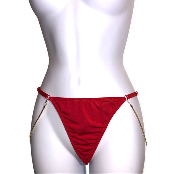 New. Sexy red panties with gold chains both sides - Picture 1 of 4